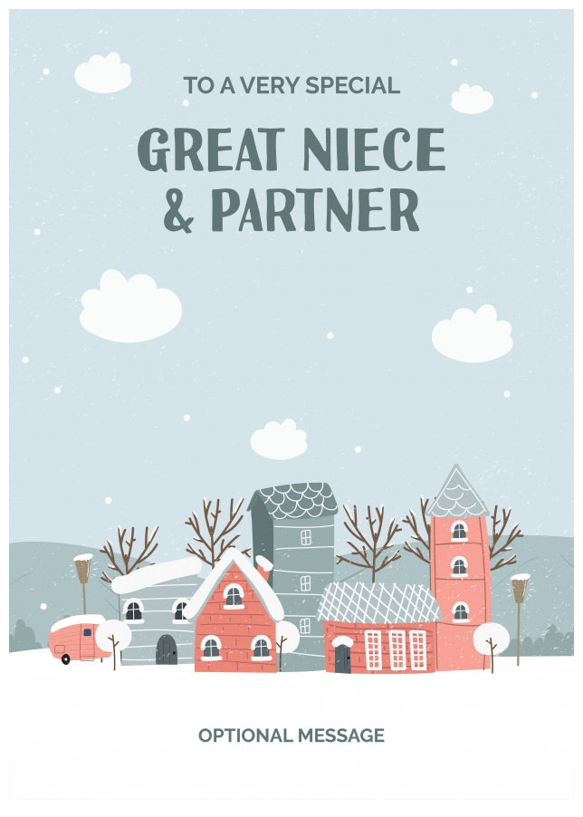 Great Niece and Partner Christmas Card - Winter Village