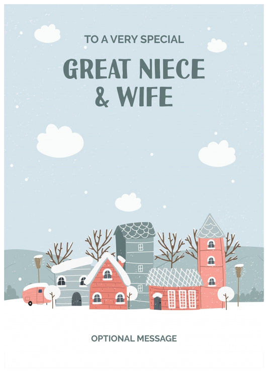 Great Niece and Wife Christmas Card - Winter Village