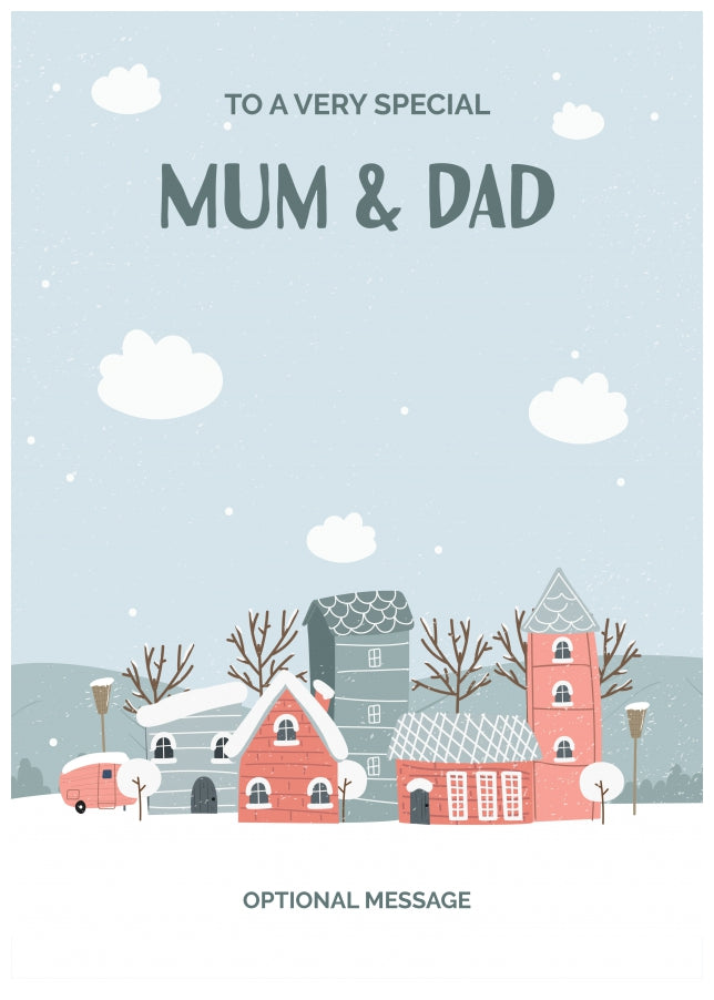 Mum and Dad Christmas Card - Winter Village