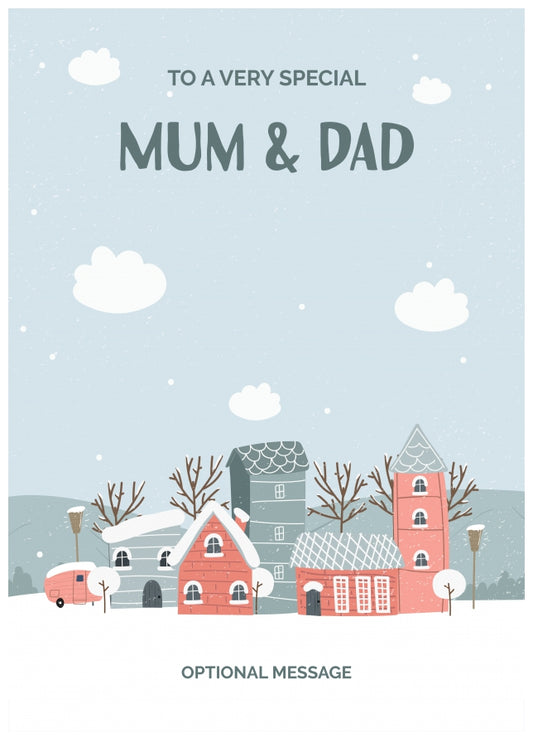 Mum and Dad Christmas Card - Winter Village