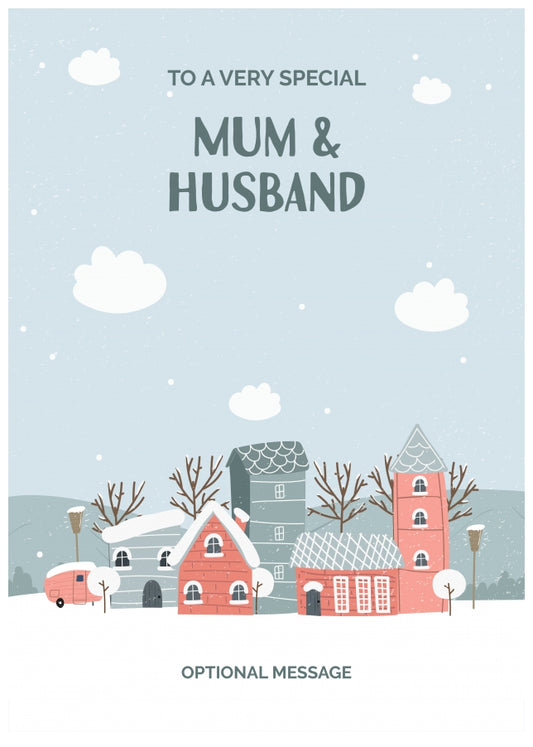 Mum and Husband Christmas Card - Winter Village