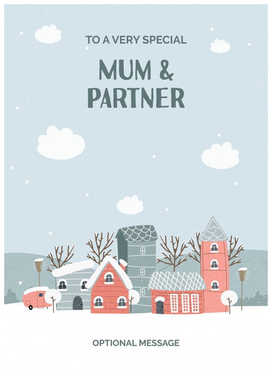 Mum and Partner Christmas Card - Winter Village