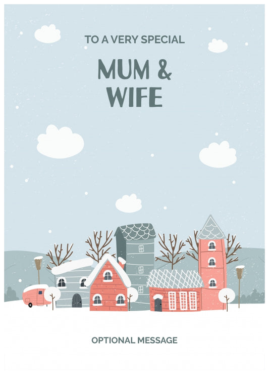 Mum and Wife Christmas Card - Winter Village