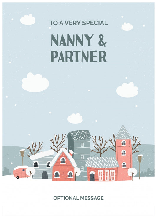 Nanny and Partner Christmas Card - Winter Village