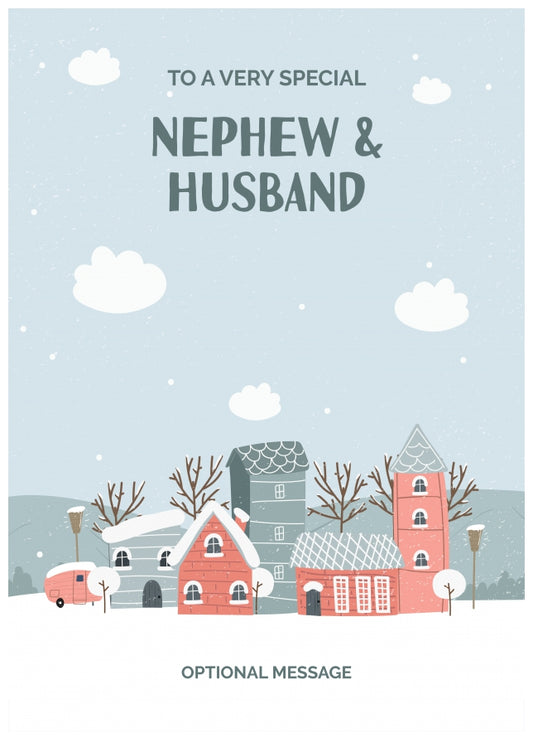 Nephew and Husband Christmas Card - Winter Village