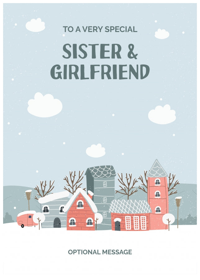 Sister and Girlfriend Christmas Card - Winter Village