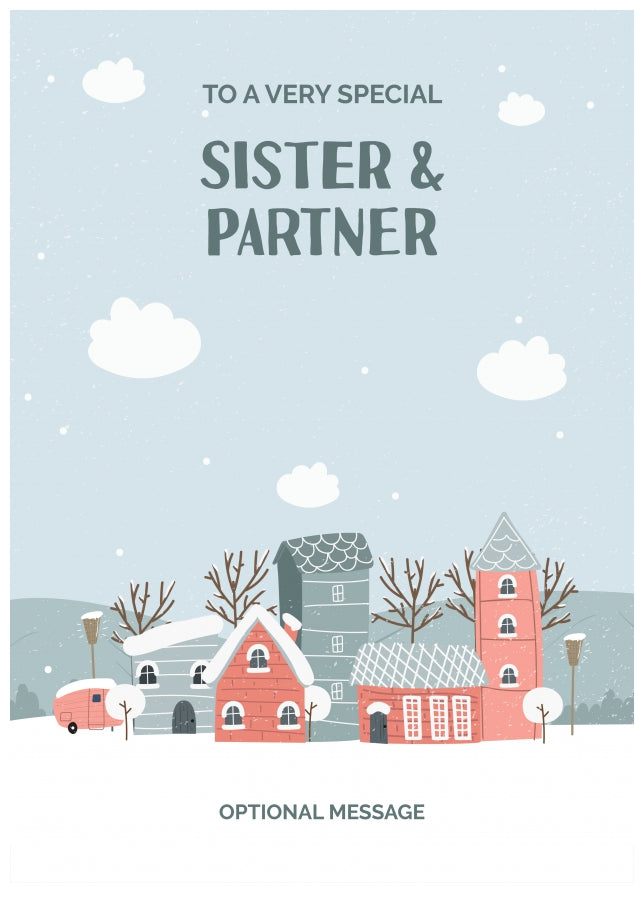 Sister and Partner Christmas Card - Winter Village