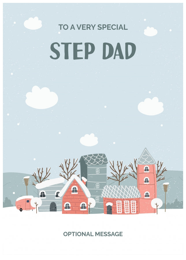 Step Dad Christmas Card - Winter Village