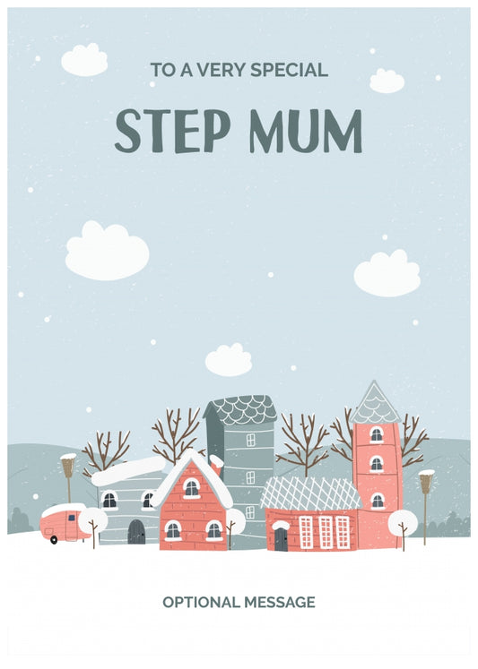 Step Mum Christmas Card - Winter Village