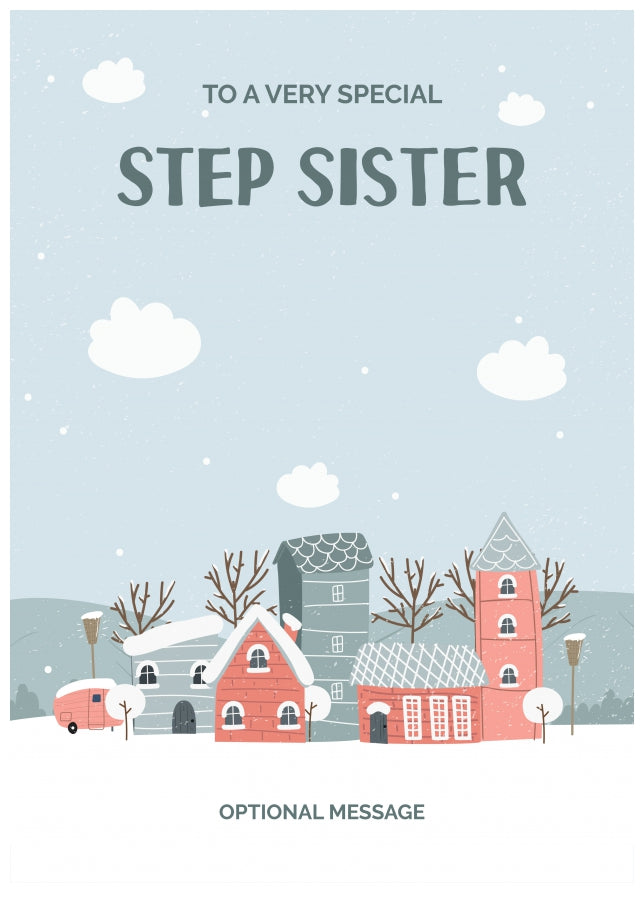 Step Sister Christmas Card - Winter Village