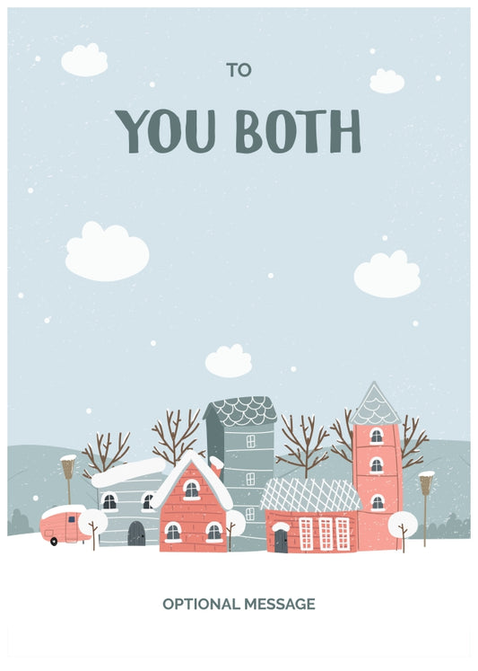 To You Both Christmas Card - Winter Village