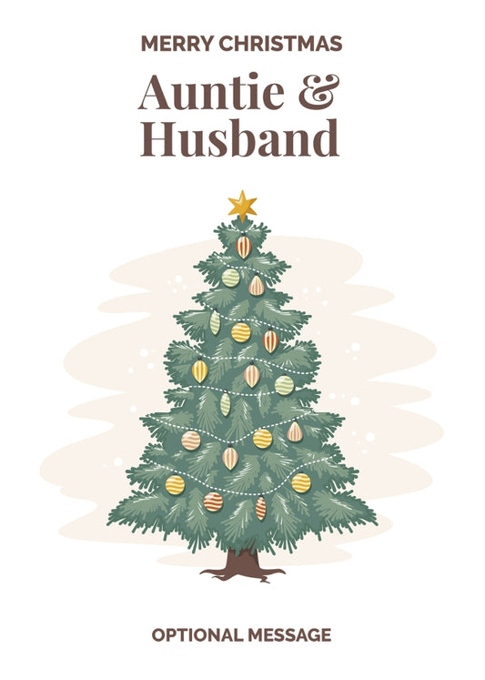 Vintage Tree Christmas Card for Auntie & Husband - Traditional and Unique
