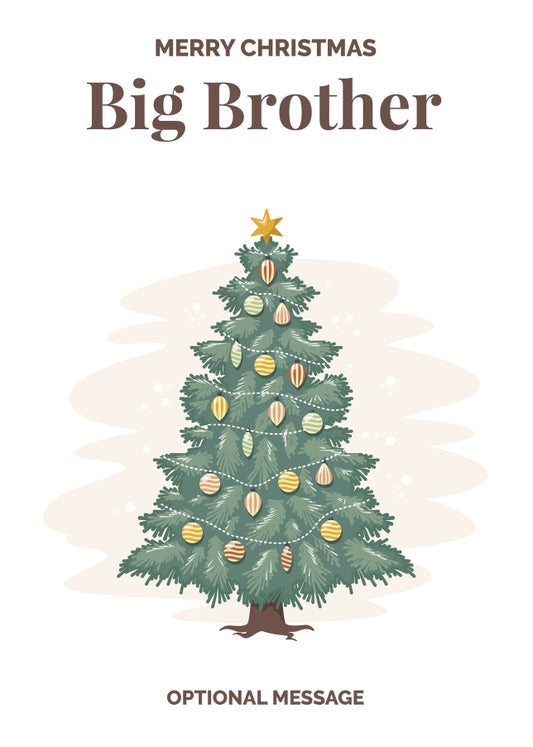 Vintage Tree Christmas Card for Big Brother - Traditional and Unique