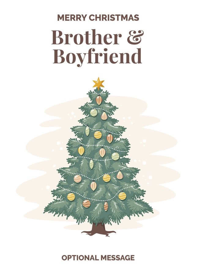 Vintage Tree Christmas Card for Brother & Boyfriend - Traditional and Unique