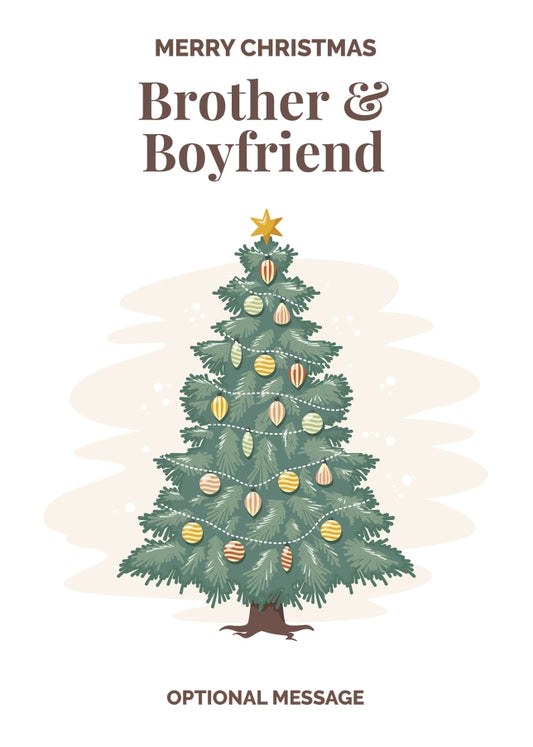 Vintage Tree Christmas Card for Brother & Boyfriend - Traditional and Unique