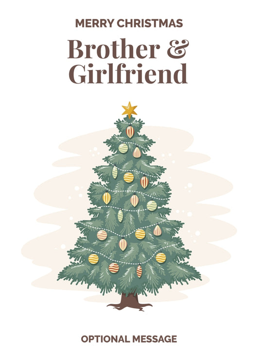 Vintage Tree Christmas Card for Brother & Girlfriend - Traditional and Unique