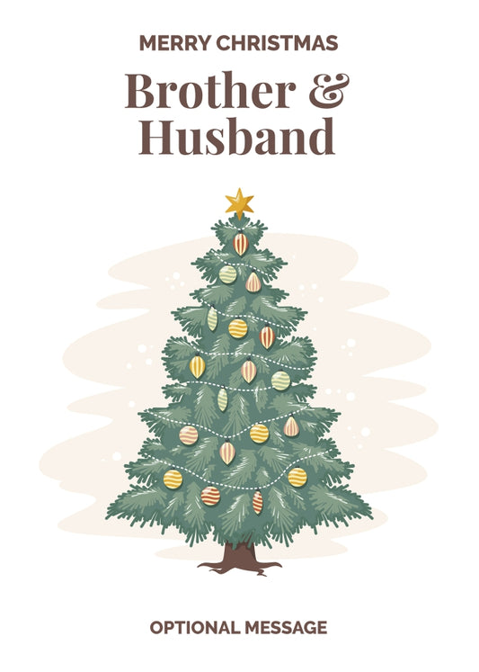 Vintage Tree Christmas Card for Brother & Husband - Traditional and Unique