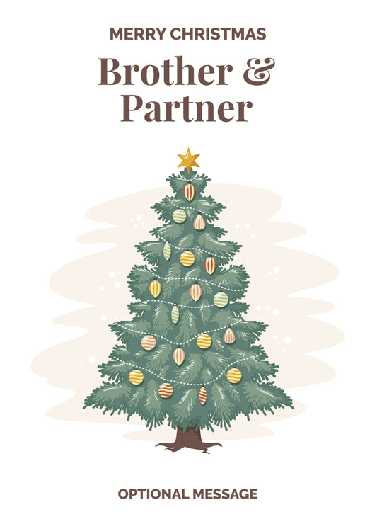 Vintage Tree Christmas Card for Brother & Partner - Traditional and Unique