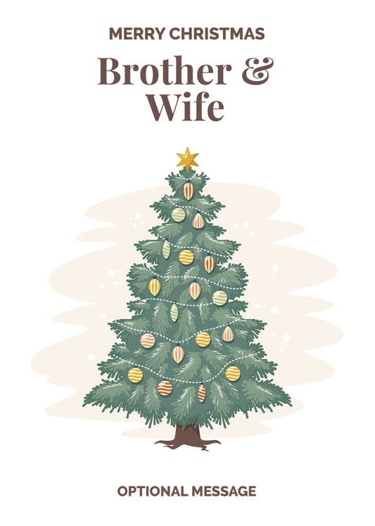 Vintage Tree Christmas Card for Brother & Wife - Traditional and Unique