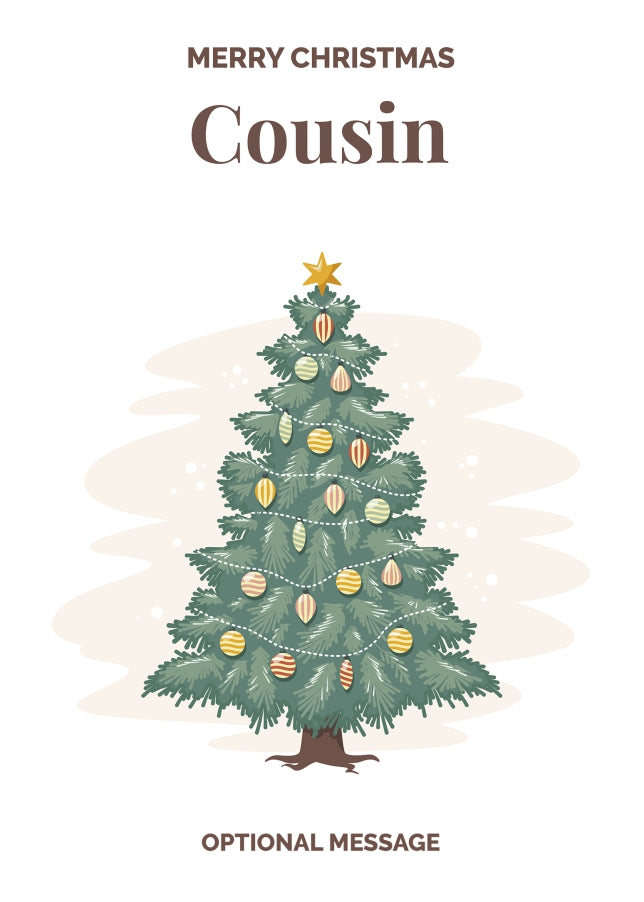 Vintage Tree Christmas Card for Cousin - Traditional and Unique