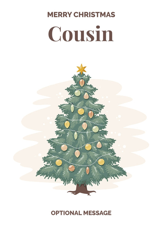 Vintage Tree Christmas Card for Cousin - Traditional and Unique