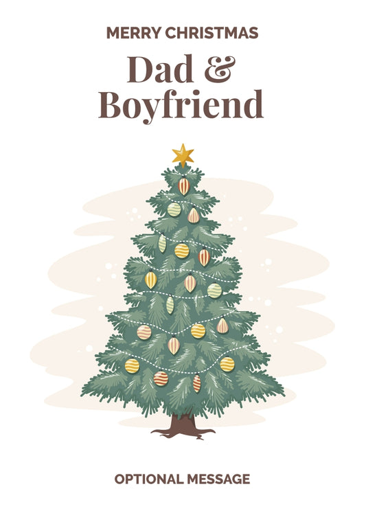 Vintage Tree Christmas Card for Dad & Boyfriend - Traditional and Unique
