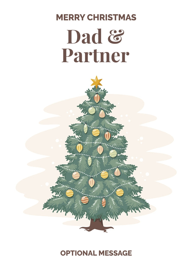 Vintage Tree Christmas Card for Dad & Partner - Traditional and Unique