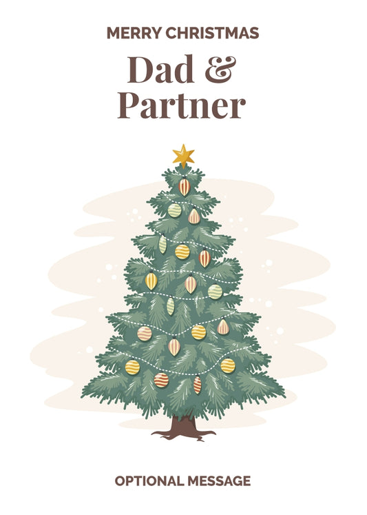 Vintage Tree Christmas Card for Dad & Partner - Traditional and Unique