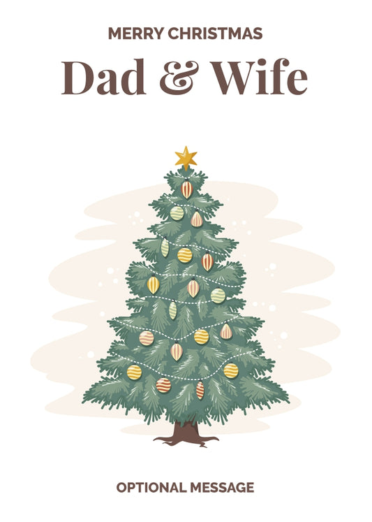 Vintage Tree Christmas Card for Dad & Wife - Traditional and Unique