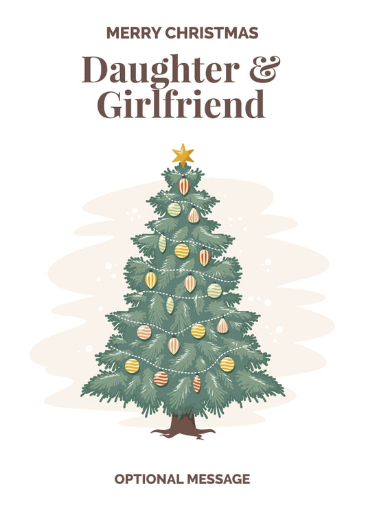 Vintage Tree Christmas Card for Daughter & Girlfriend - Traditional and Unique