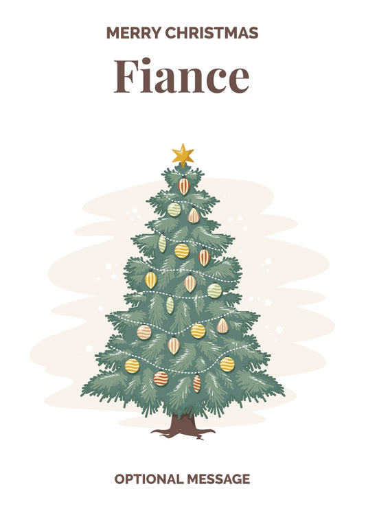 Vintage Tree Christmas Card for Fiance - Traditional and Unique