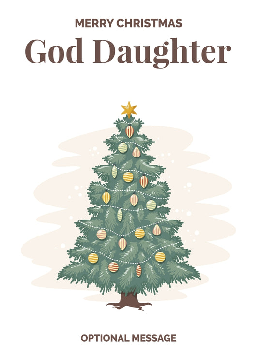 Vintage Tree Christmas Card for God Daughter - Traditional and Unique