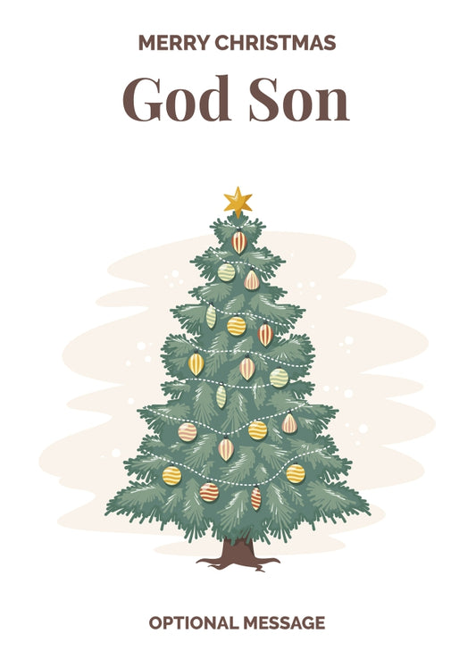 Vintage Tree Christmas Card for God Son - Traditional and Unique
