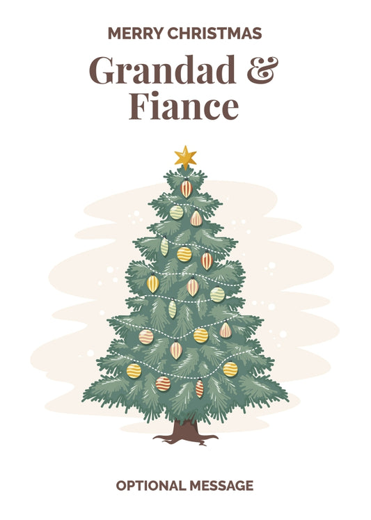 Vintage Tree Christmas Card for Grandad & Fiance - Traditional and Unique