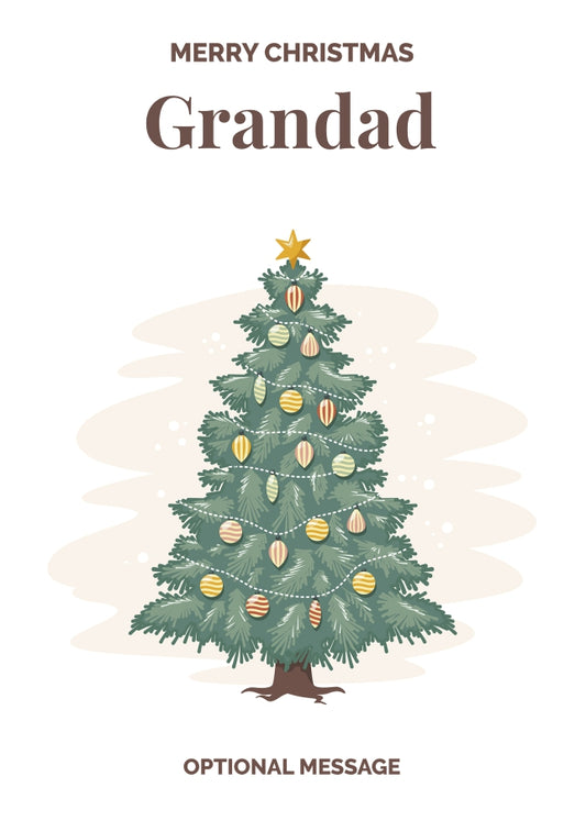 Vintage Tree Christmas Card for Grandad - Traditional and Unique