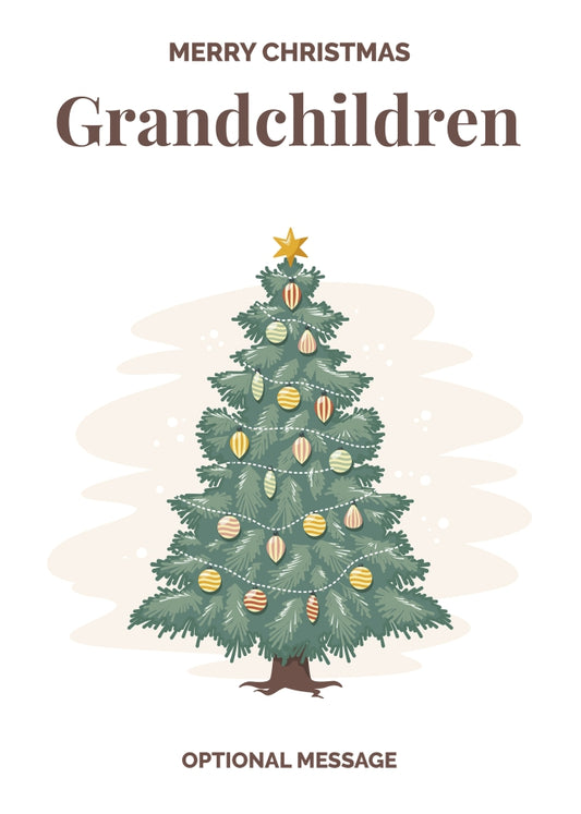 Vintage Tree Christmas Card for Grandchildren - Traditional and Unique