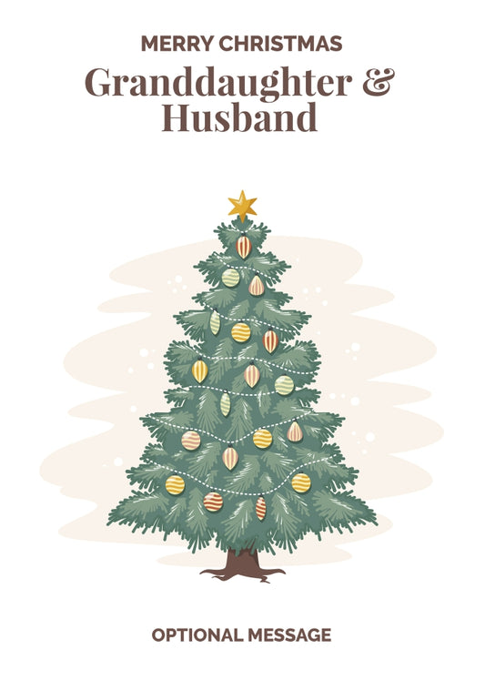 Vintage Tree Christmas Card for Granddaughter & Husband - Traditional and Unique