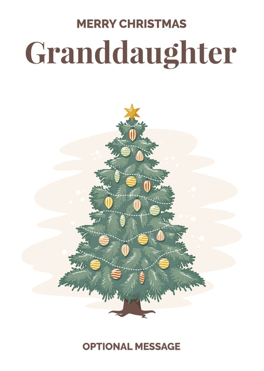 Vintage Tree Christmas Card for Granddaughter - Traditional and Unique