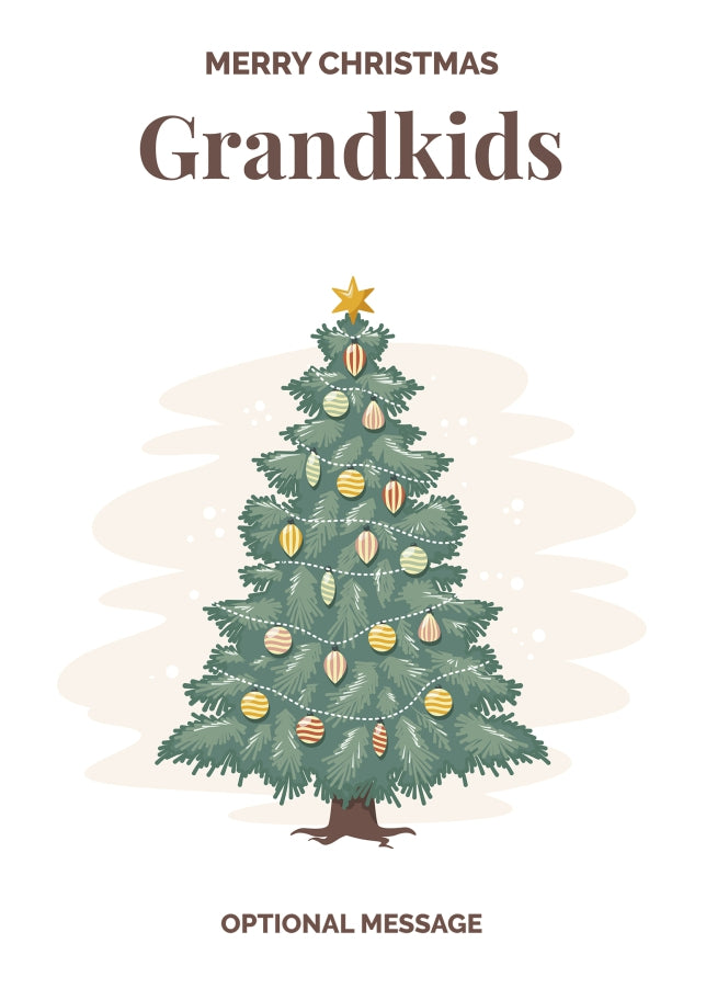 Vintage Tree Christmas Card for Grandkids - Traditional and Unique