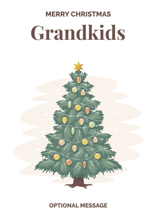 Vintage Tree Christmas Card for Grandkids - Traditional and Unique