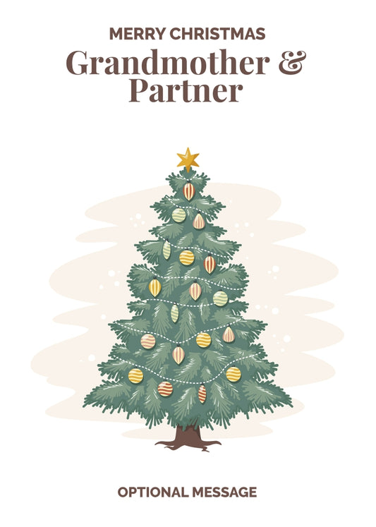 Vintage Tree Christmas Card for Grandmother & Partner - Traditional and Unique