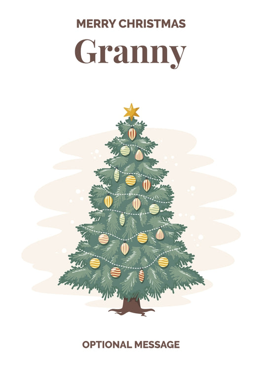 Vintage Tree Christmas Card for Granny - Traditional and Unique