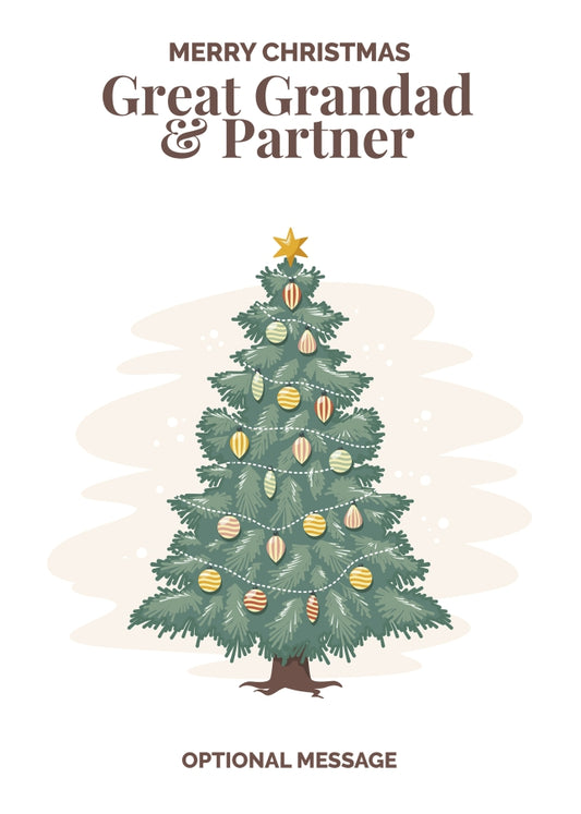 Vintage Tree Christmas Card for Great Grandad & Partner - Traditional and Unique