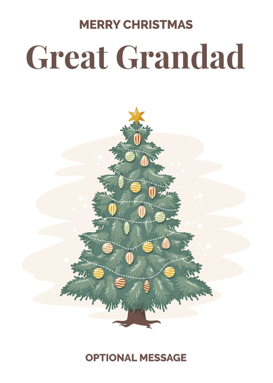 Vintage Tree Christmas Card for Great Grandad - Traditional and Unique