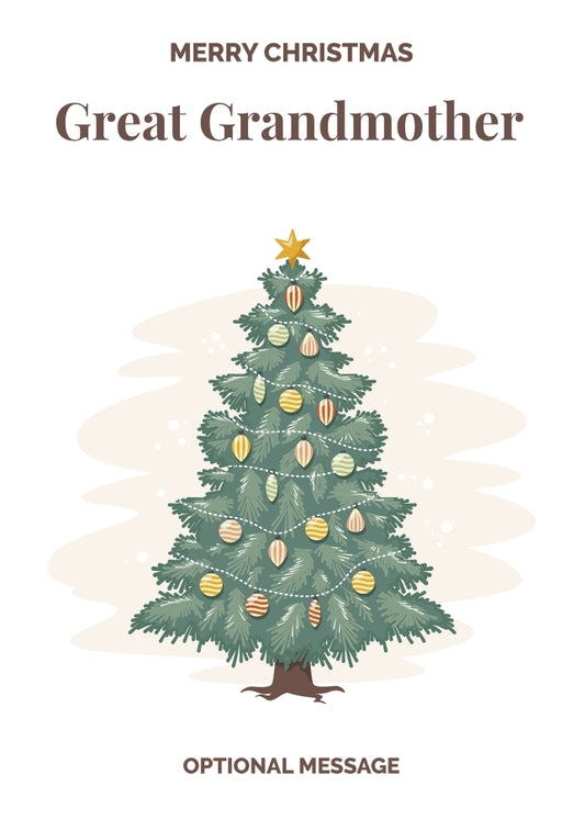 Vintage Tree Christmas Card for Great Grandmother - Traditional and Unique
