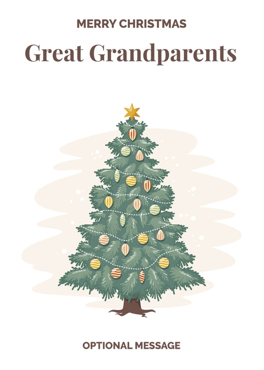 Vintage Tree Christmas Card for Great Grandparents - Traditional and Unique