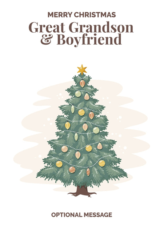 Vintage Tree Christmas Card for Great Grandson & Boyfriend - Traditional and Unique