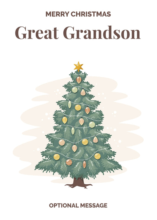 Vintage Tree Christmas Card for Great Grandson - Traditional and Unique