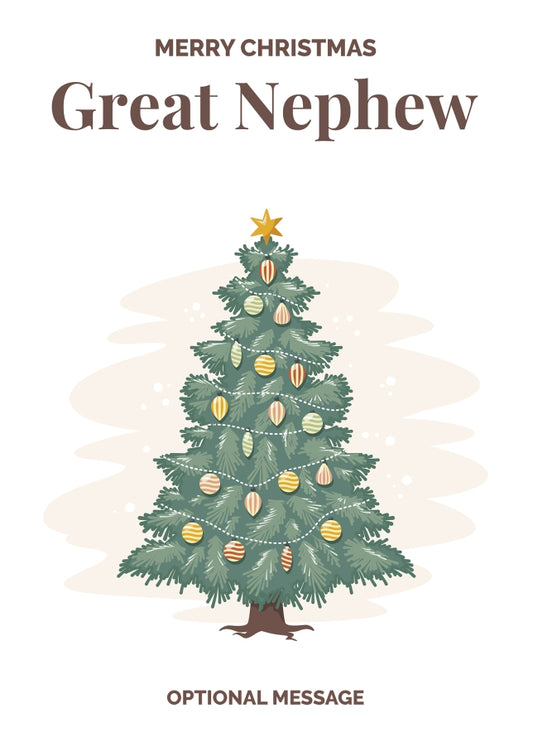 Vintage Tree Christmas Card for Great Nephew - Traditional and Unique