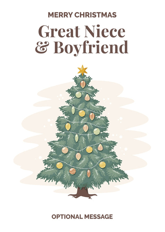 Vintage Tree Christmas Card for Great Niece & Boyfriend - Traditional and Unique